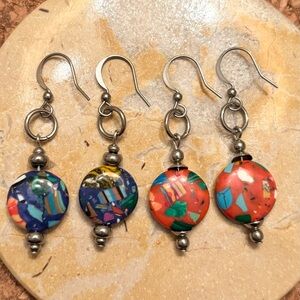 Matrix turquoise earrings set of two pairs in stainless❤️💙